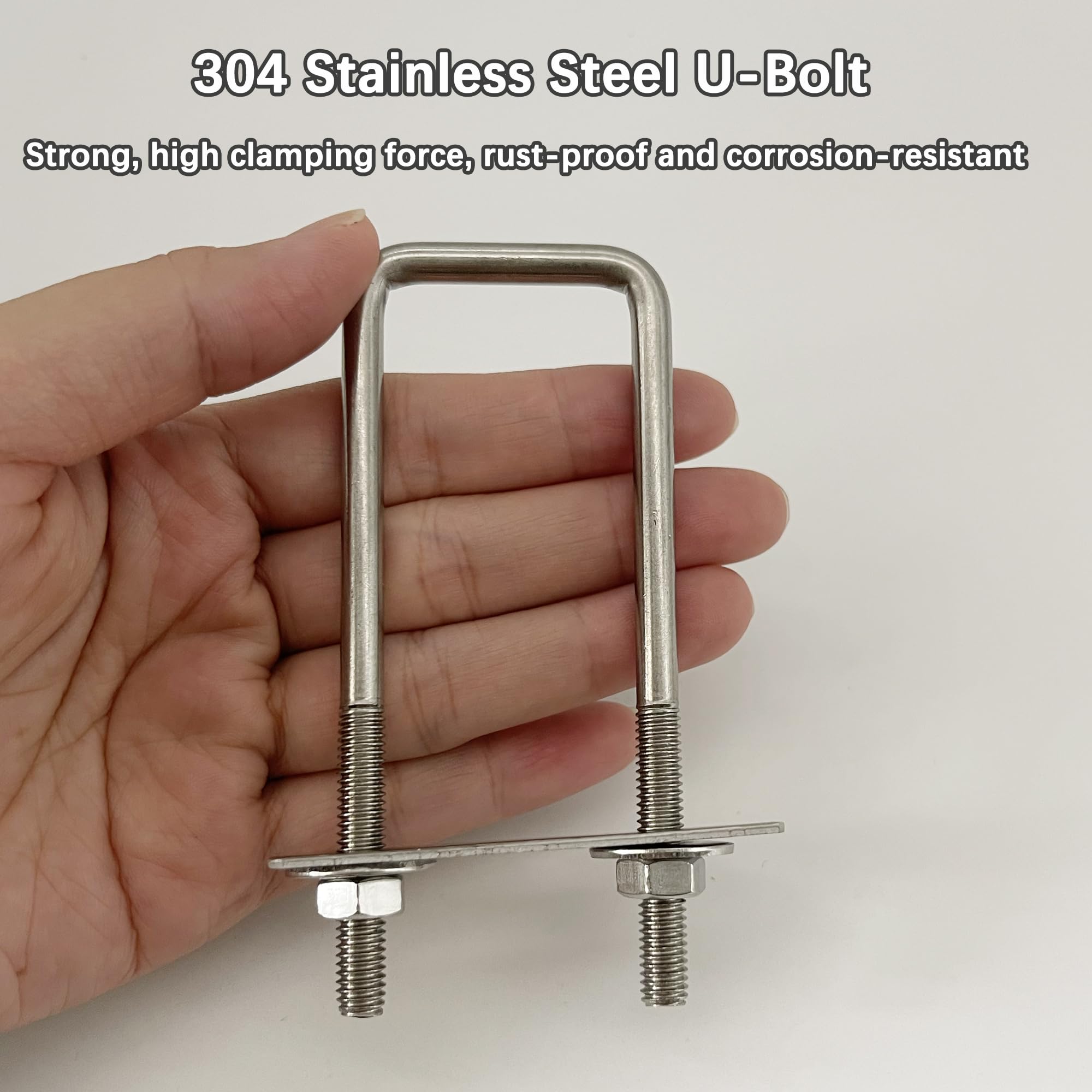 duoyif Boulons En U 30 mm x 95 mm 5Pcs M6 U-Bolt Diamètre intérieur 30 mm, Boulon De U Carré En 304 Acier Inoxydable Avec Écrou Plaques Rondelle, Boulons De Serrage Pour Fixation Tuyaus (M6-30x95mm)