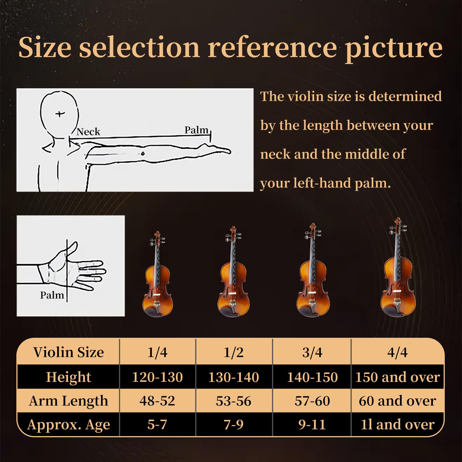 Violine 4/4 komplettes Set, Anfängergeige für Erwachsene, Kinder, Studenten, 4/4 Violine mit Fichte, Ahorn und Ebenholz, Violine in voller Größe mit 13 Teilen für Anfänger ab 11 Jahren, professionelle