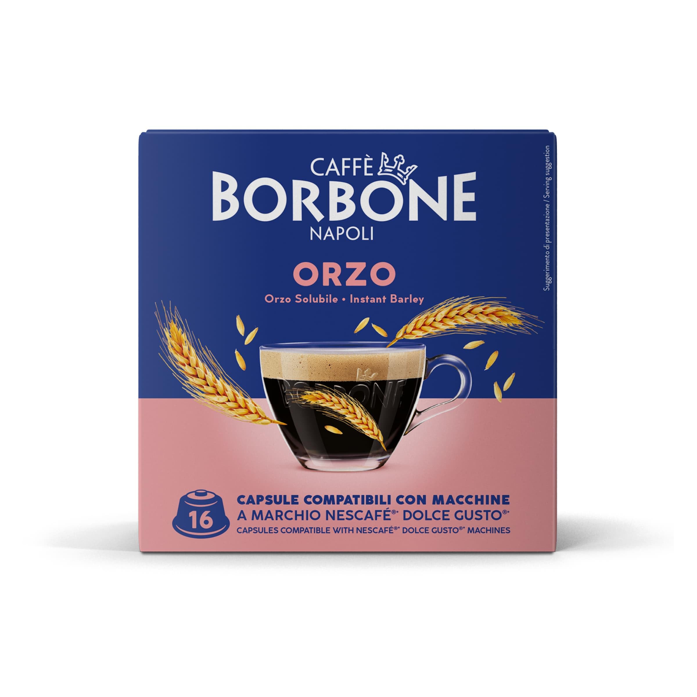 CAFFÈ BORBONE 154 cápsulas compatibles con las máquinas de la marca Nescafé® Dolce Gusto® - Kit surtido: 90 cápsulas de mezcla azul para espresso + 64 de avena soluble (4 paquetes de 16)