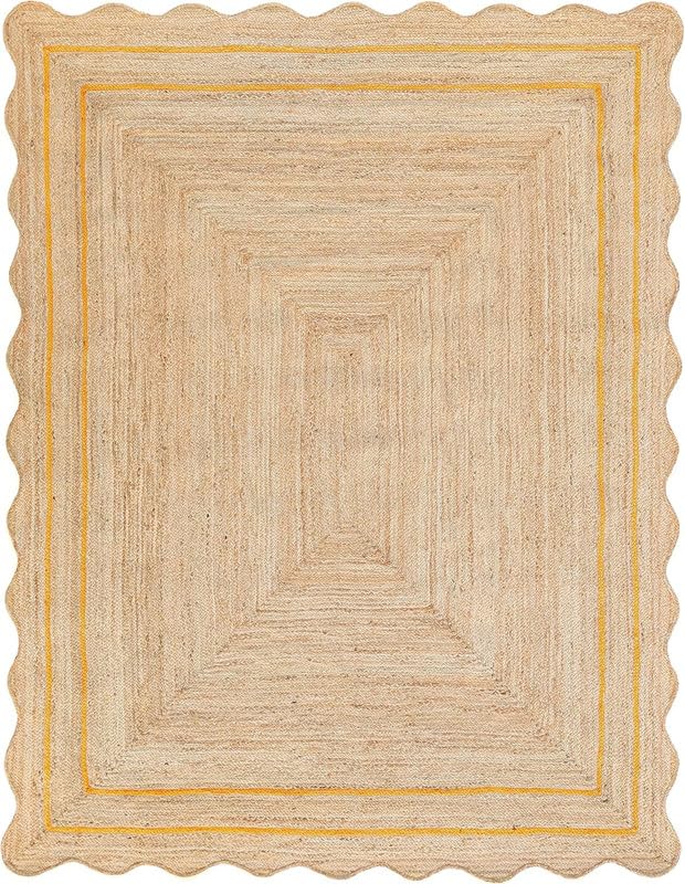 Tappeto decorativo per camera da letto Boho con bordo giallo, 9 x 4 m