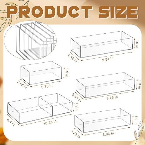 Miniatura 2 de Paquete de 5 organizadores de cajones de escritorio de acrílico, bandejas organizadoras de cajones de maquillaje, cubos de almacenamiento para