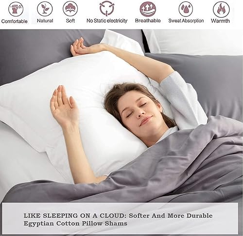 Miniatura 4 de Juego de 2 fundas de almohada cuadradas europeas de 600 hilos, 100% algodón natural, paquete de dos fundas de almohada europeas de 26 x 26 pulgadas,