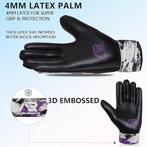 Miniatura 4 de Arsh Sports Soccer Goalie Gloves, Football Goalkeeper Gloves for Kids Boys Youth Children Double Wrist & Finger Spine Protection Along 4mm Super