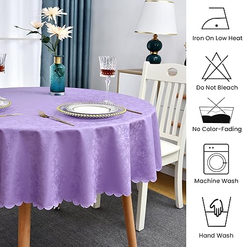 Miniatura 5 de Romanstile Mantel redondo de vinilo, 100 % impermeable, resistente a derrames de aceite, a prueba de manchas, de plástico, poliuretano con respaldo