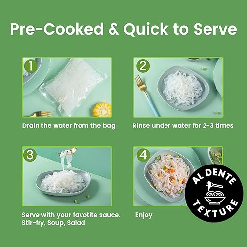 Miniatura 6 de Hethstia Paquete de 12 pasta de fideos Shirataki Keto Fettuccine y fideos Konjac dieta espaguetis aptos para paleo, sin azúcar, sin gluten, bajo en