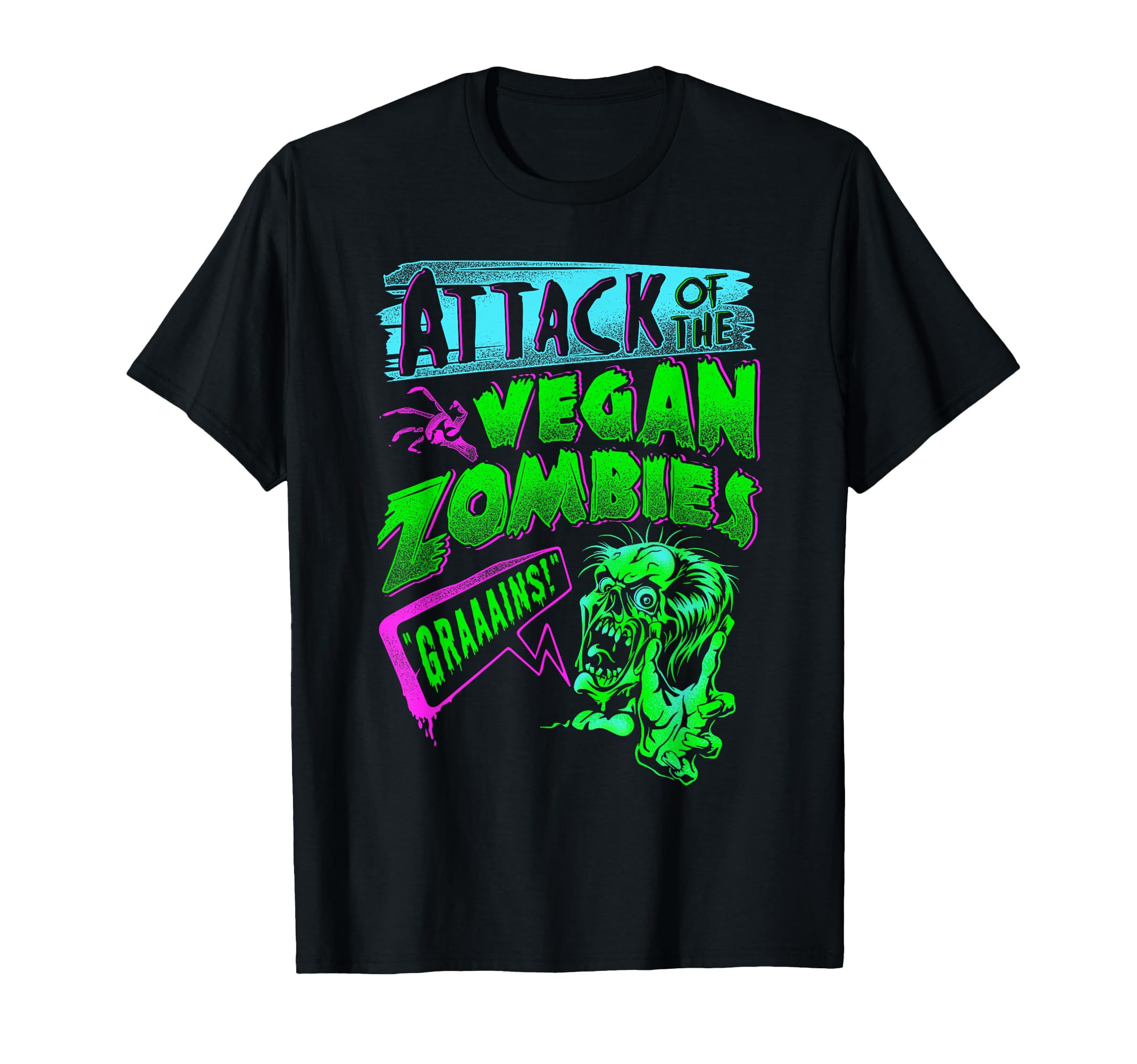 Attack of The Vegan Zombies Vegetarian Halloween T-Shirt Small