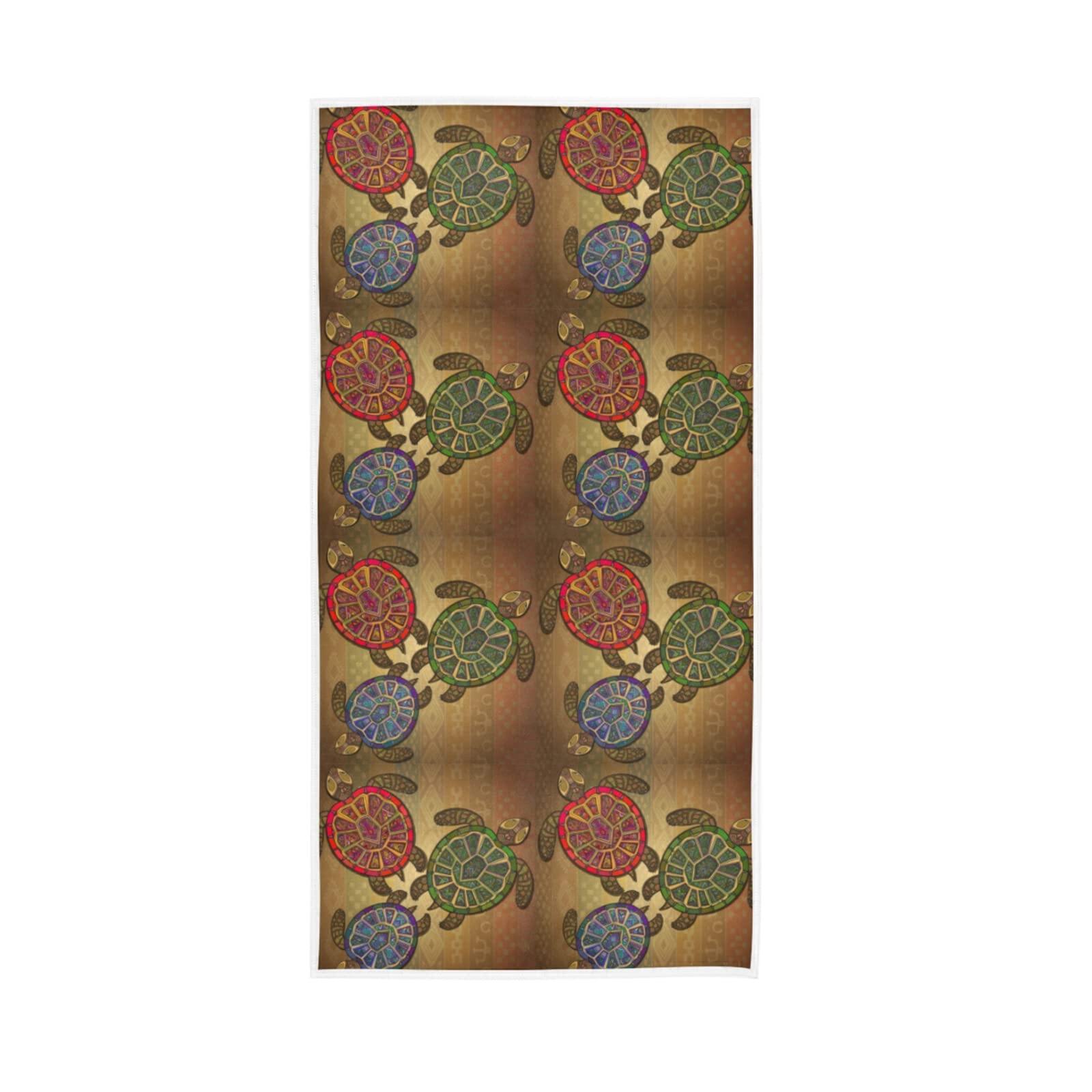 HUYGD Three Turtles in Ethnic Tribal Style Soft Hand Bath Towel 30" x 15" Thin Fast Drying Absorbent Soft Towels for Kitchen Gym Spa Hotel Beach