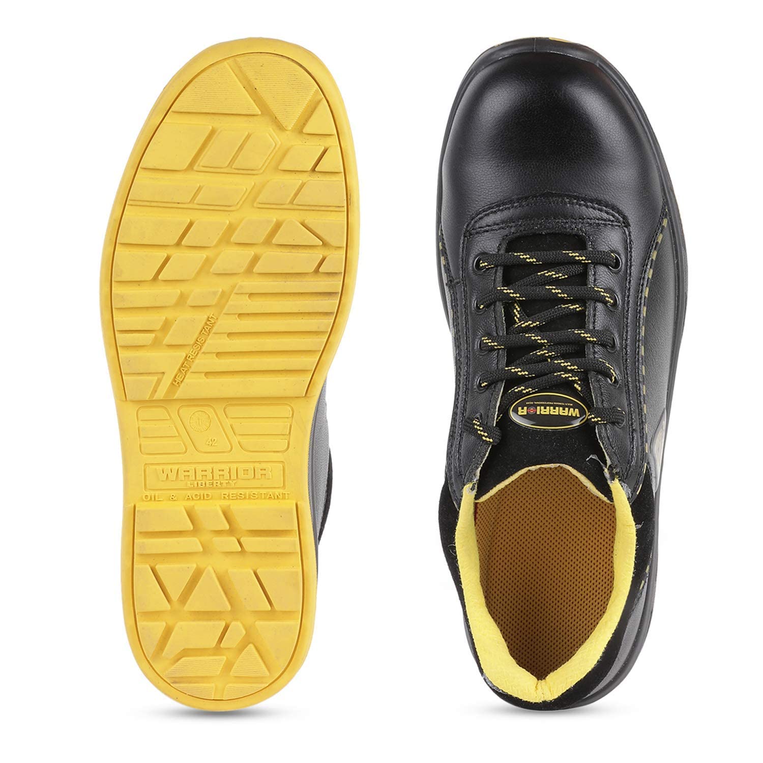 Liberty Warrior Envy Earth Popcorn Safety Shoes for Man Light weight | Steel Toe | Antislip & Water Resistant | Antistatic & Abrasion Resistance | Yellow | Size 7 UK 3