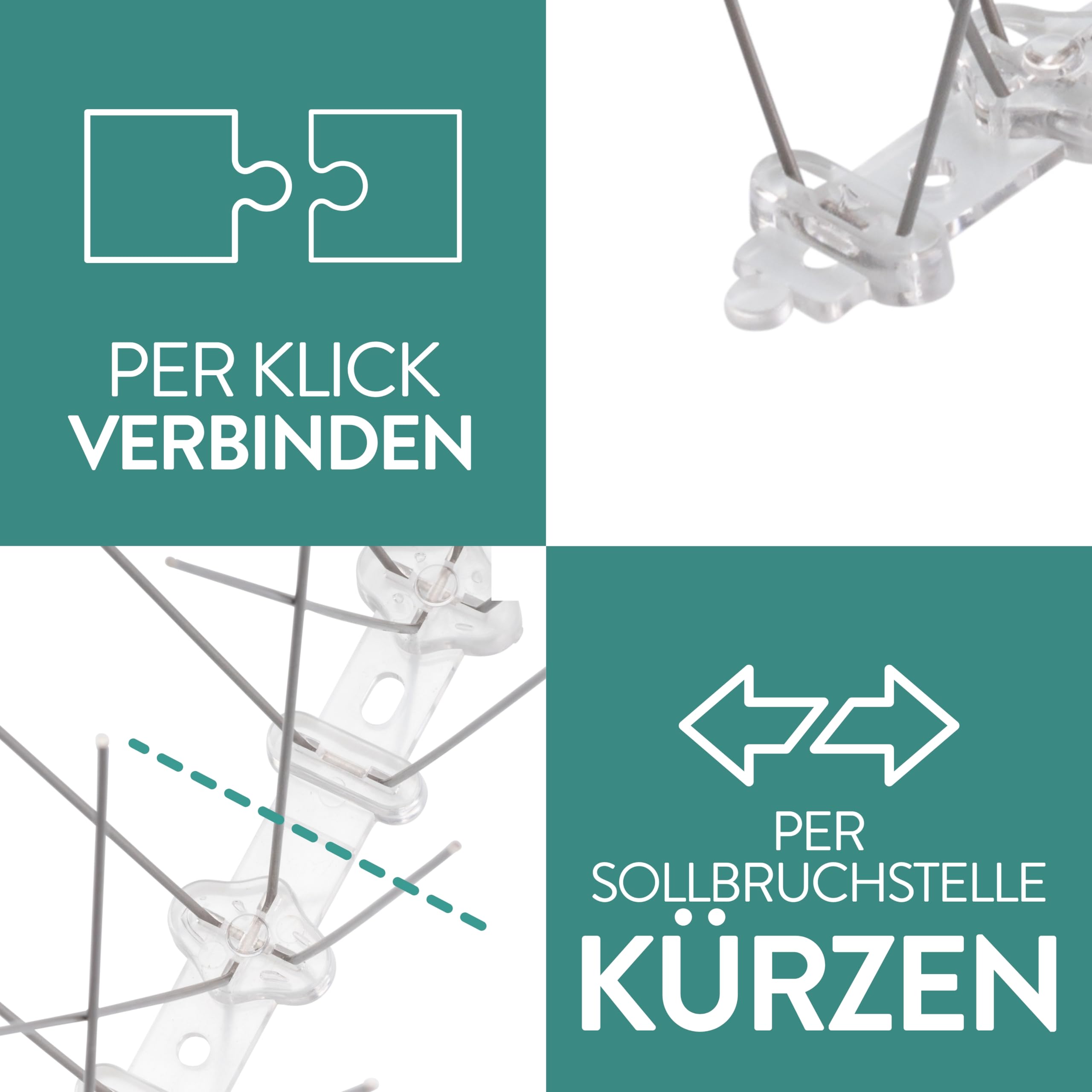 3 Meter Taubenabwehr Balkon Spikes vormontiert, Rostfreie Taubenschreck Vogelspikes, Vogelabwehr Spikes und Vogelschutz, Tierschutzkonformer Taubenschutz