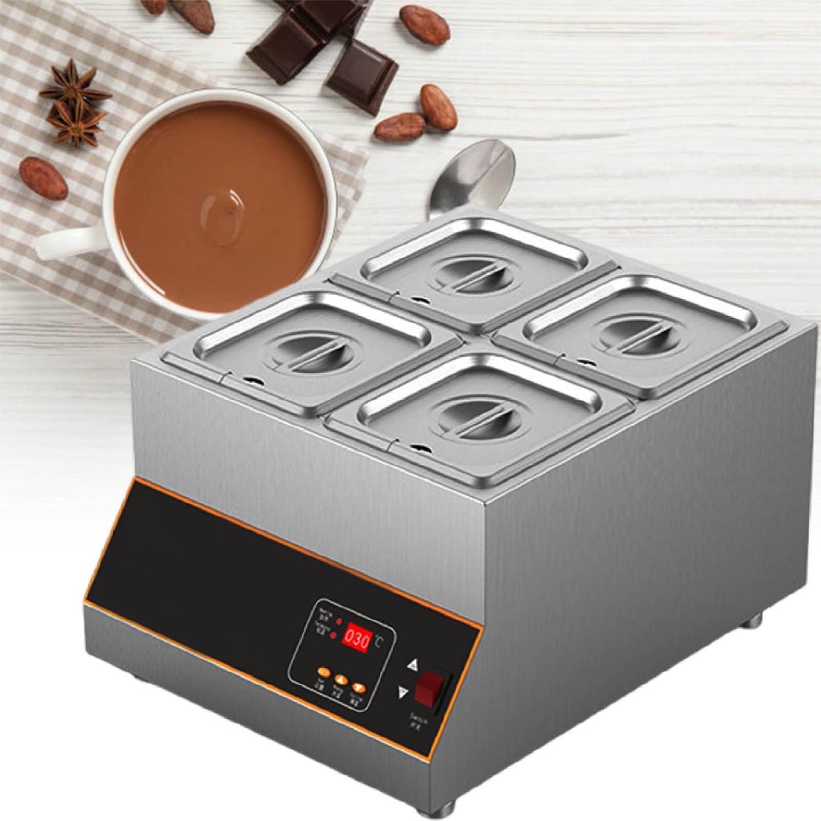 LJLYYDS Chocolate Tempering Machine,Electric Chocolate Melting Pot Machine,Digital Chocolate Melting Furnace, Ideal for Fondue, Cakes, Candy Making Four-cylinder
