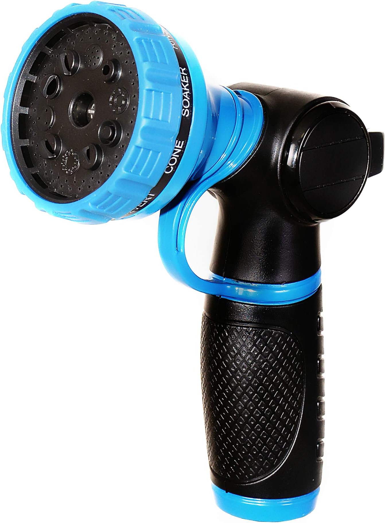 Riemex Hose Nozzle Heavy Duty Metal Sprayer Brass 10 Pattern Water Garden Spray High Pressure Anti-Leak Anti-Rust No-Squeeze for Car wash Pet Shower Spraying Plants (Dark Blue)