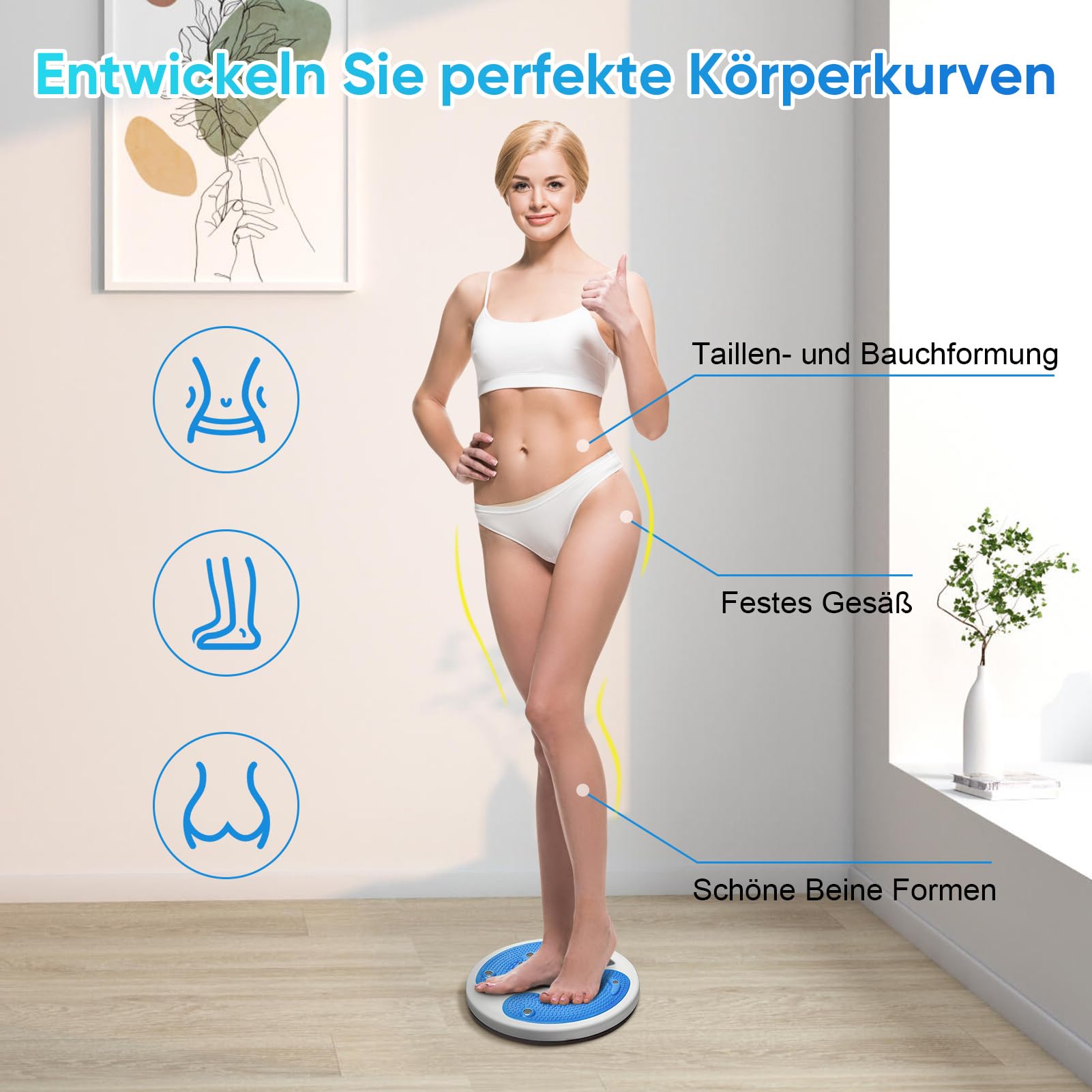 Twister Oefening voor Taille,Verstelbare Twist Taille Disc Board met Handvatten,Body Shaping Twisting Boards Taille Aerobic Oefening Fitness Slanke Machine met Massage Voetzool