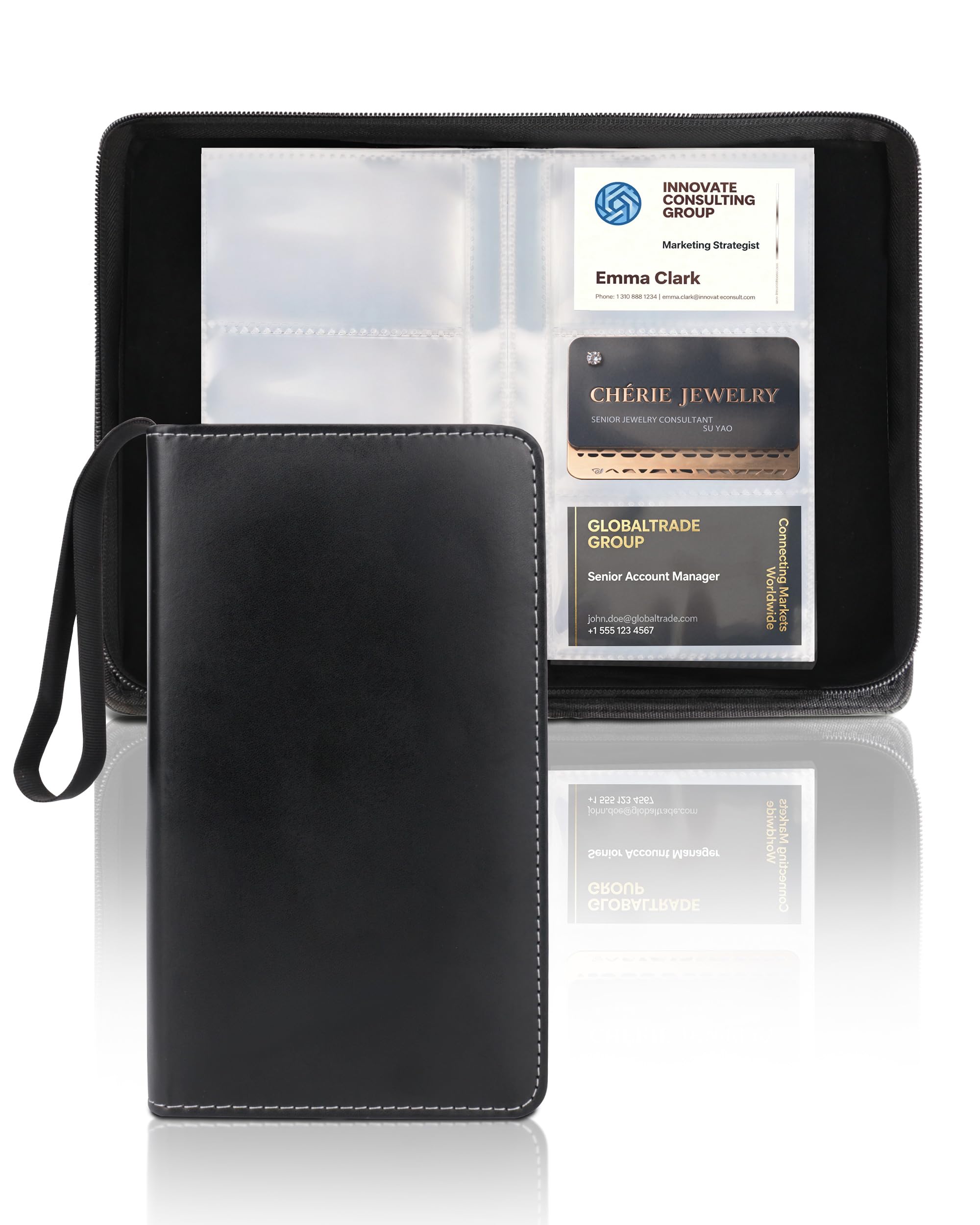 Organizador de cuero para tarjetas de visita, soporte profesional para tarjetas de identificación con capacidad para 300 tarjetas, carpeta portátil de poliuretano para tarjetas de crédito, funda de