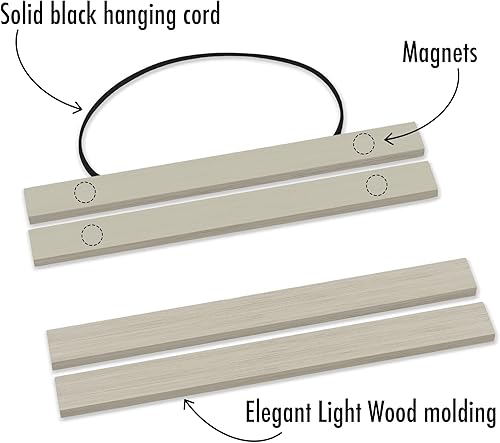 Miniatura 3 de Americanflat Marco magnético de madera clara de 8 pulgadas, marco de madera para colgar pósteres, impresiones, fotos, fotos, mapas, pergaminos,