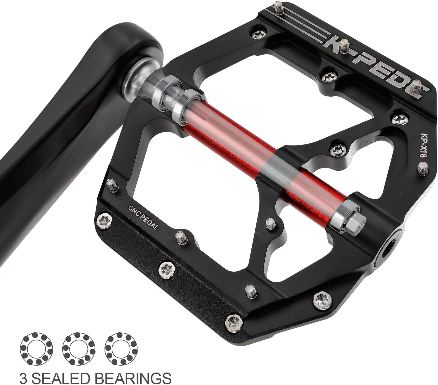 Aluminum Alloy 9/16" Bike Pedal MTB Wide Platform Flat Non-Slip Bicycle Pedals with 3 Bearings for Mountain Bikes, Road, BMX