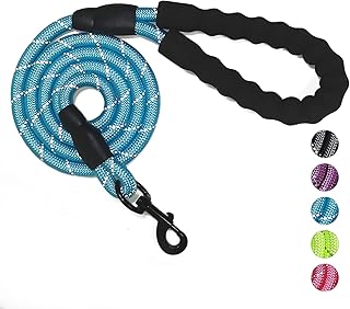 Strapazierfähige Hundeleine, 3 m, starkes Kletterseil mit gepolstertem Griff und reflektierenden Fäden, für kleine, mittelgroße und große Hunde