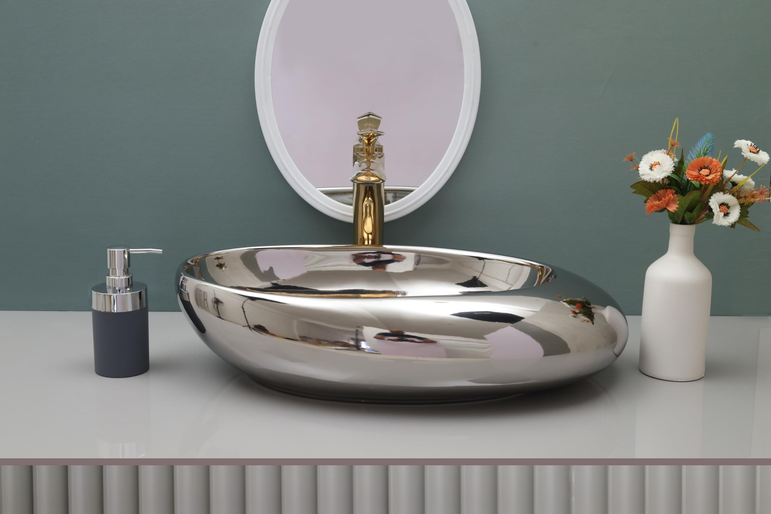 MAHISRE Ceramic Tabletop Wash basin, Designer Ceramic Countertop, Wash Basin/Sink For Bathroom And Livingroom. 24 * 16 * 5.5 IN (VT706) (B0D17W6WXC) Amazon Price History, Amazon Price Tracker