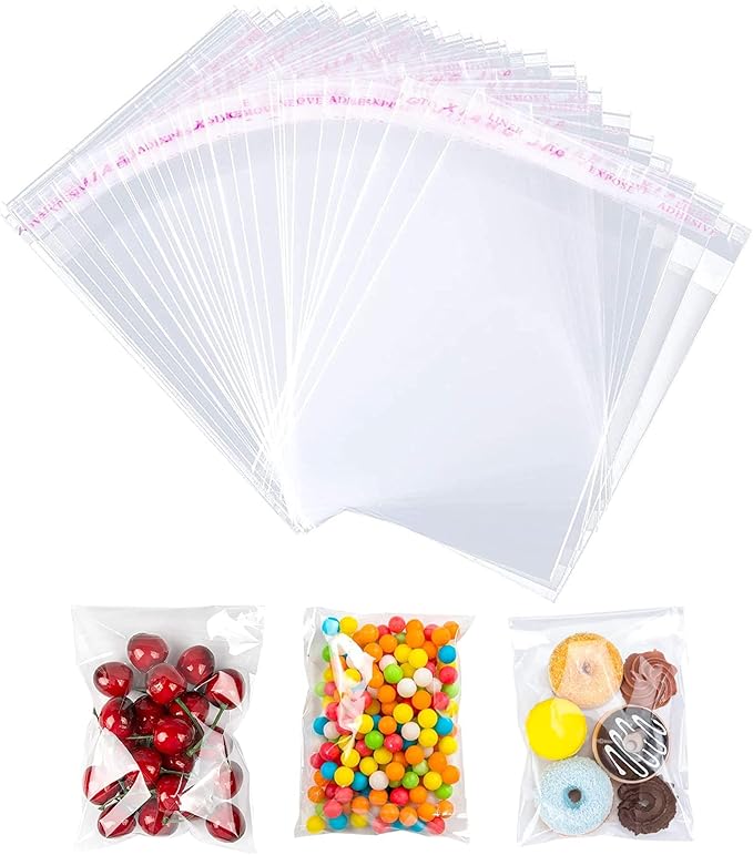 C6 Cellophane Bags 100 Packs, 4.5 * 6.5 Inches Clear Selfadhesive Bags