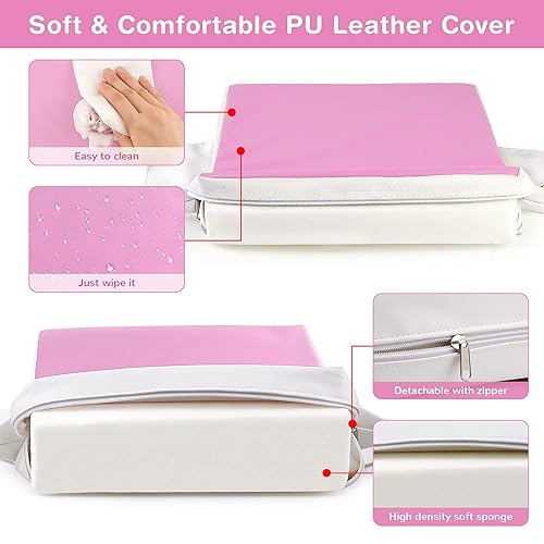 Miniatura 4 de OTTOLIVES Asiento elevador para mesa de comedor, grueso e impermeable, cojín lavable de poliuretano con 2 correas ajustables, hebilla de seguridad