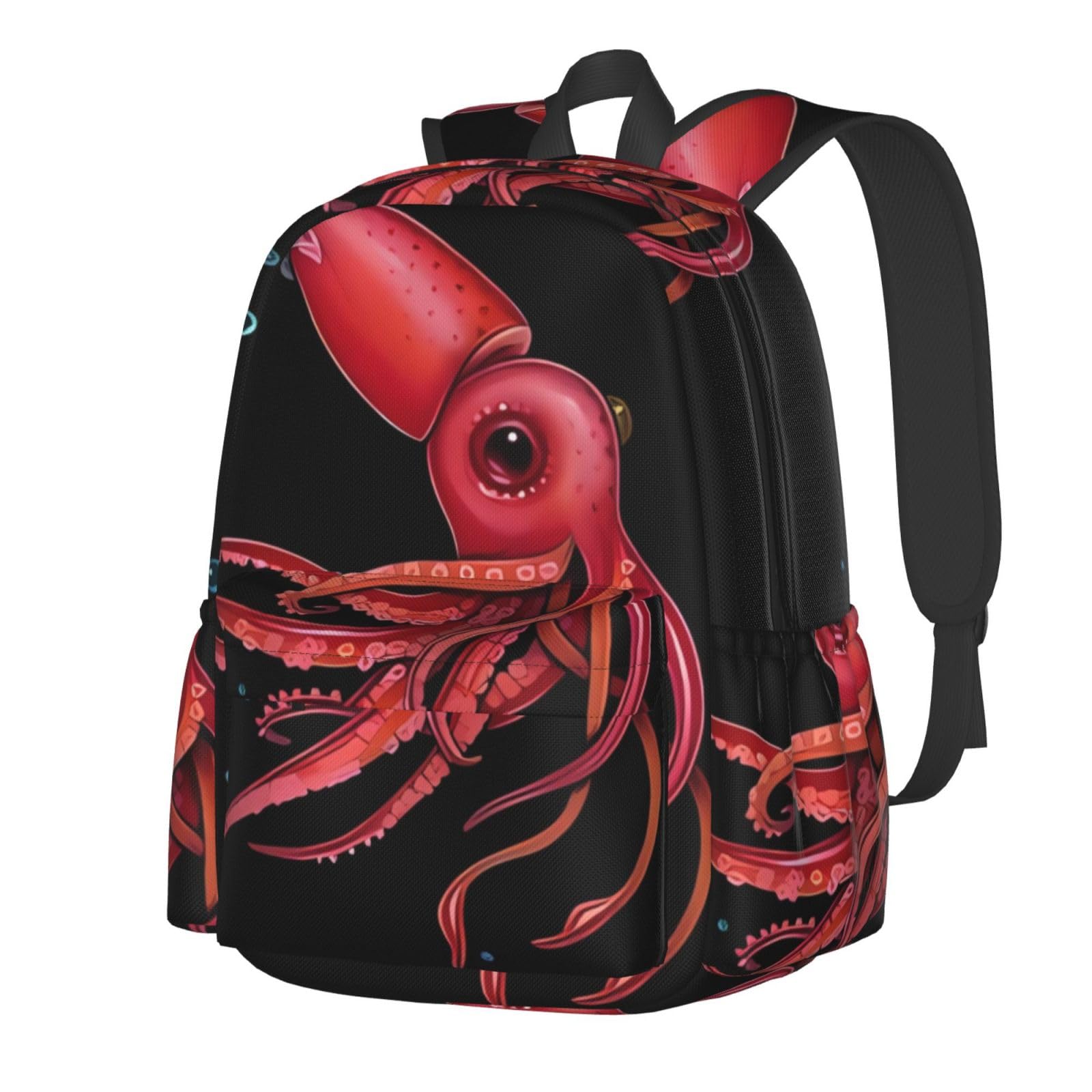 WiNwon Strawberry Squid Printed Schoolbag Women Casual Daypack Laptop Backpack Bookbag For Students Teenagers