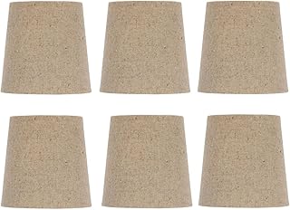 Upgradelights Burlap Chandelier Lamp Shade, Set of Six Shades, 5 Inch Retro Drum, Clips Onto Bulb. 4x5x4.5