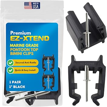 EZ-Xtend Bimini Top Hardware Durable Marine Grade Pontoon Top Bimini Clips for Boat Bimini Top Square Frames. Secure Pontoon Bimini Top Support Poles to Bimini Top Frame. USA Made