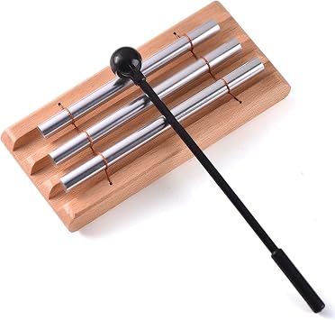 Three Tone Meditation Chime, Trio Hand Chime Bell Percussion Instrument for Yoga, and Teachers Classroom Management