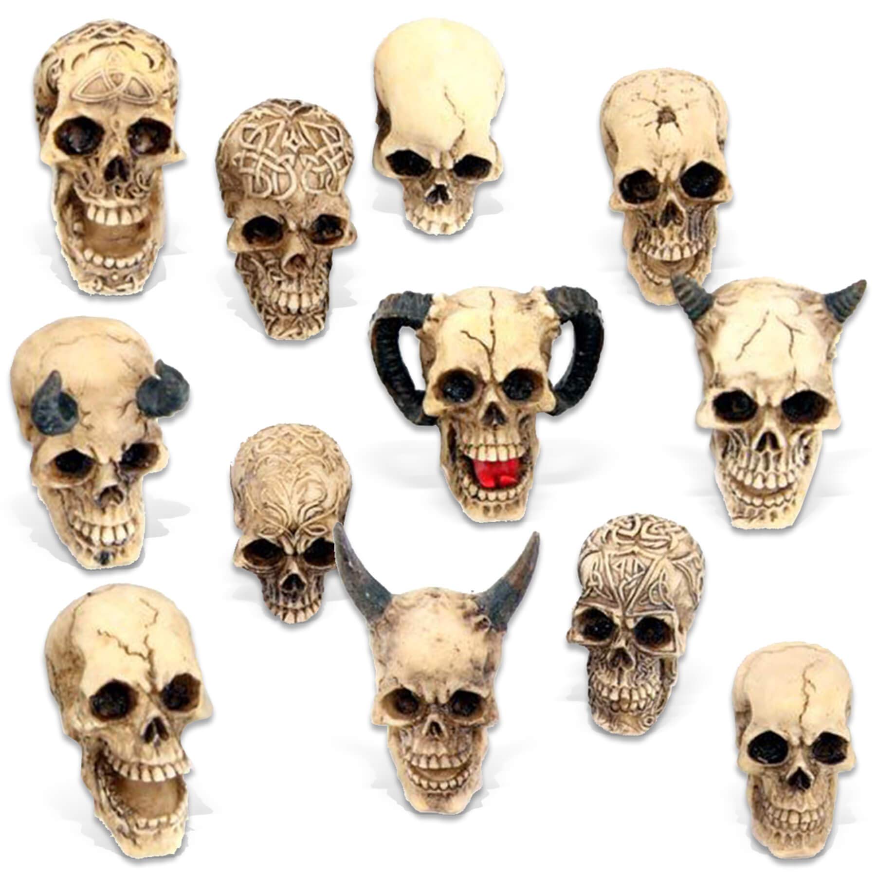 mtb more energy - Juego de 12 figuras decorativas de calavera (4-6 cm de altura), diseño de Hell's Army
