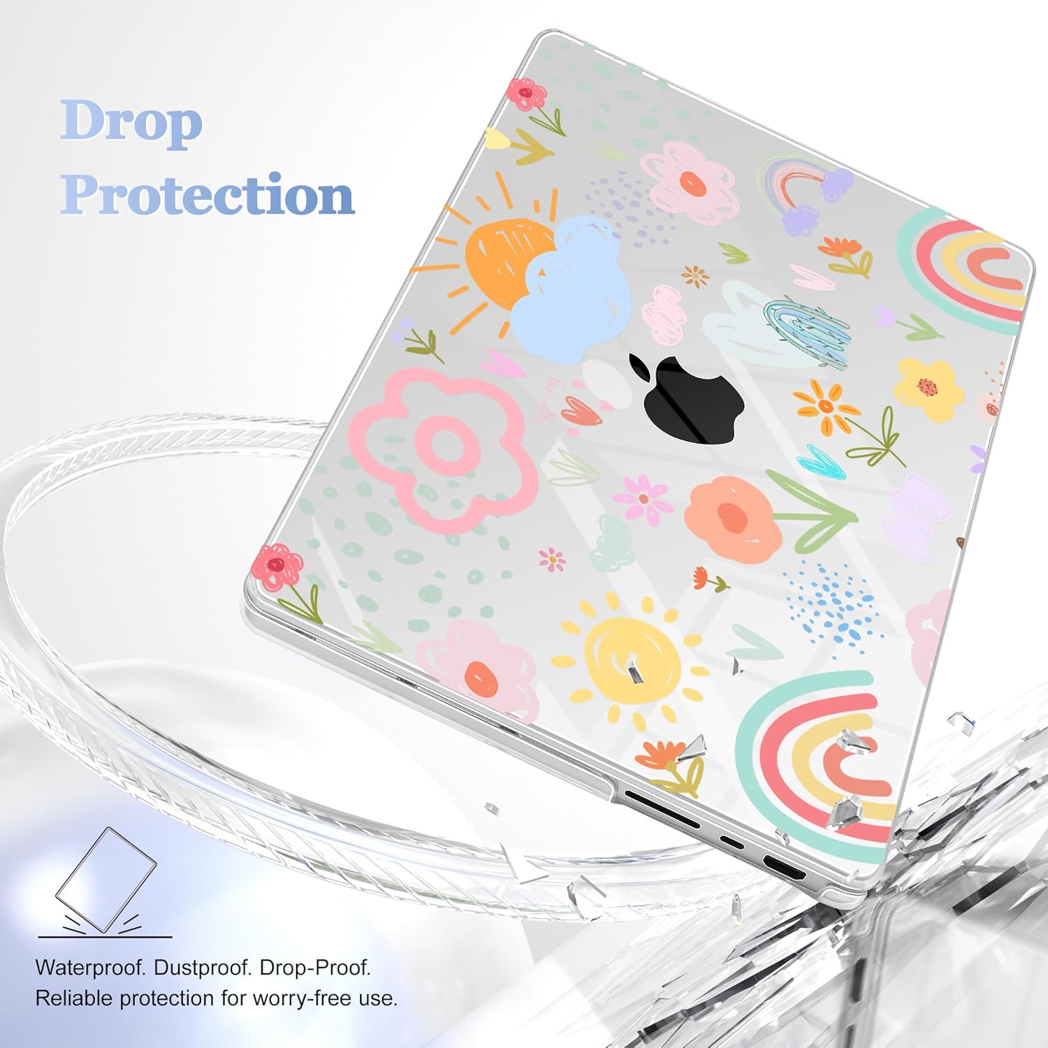 May Chen for MacBook Pro 16 inch Case M1 M2 M3 M4 M5 Pro/Max with Liquid Retina XDR, Release 2021-2025 2026 A3429 A3428, Anti-Drop Plastic Hard Shell with Keyboard Cover, Rainbows Flowers