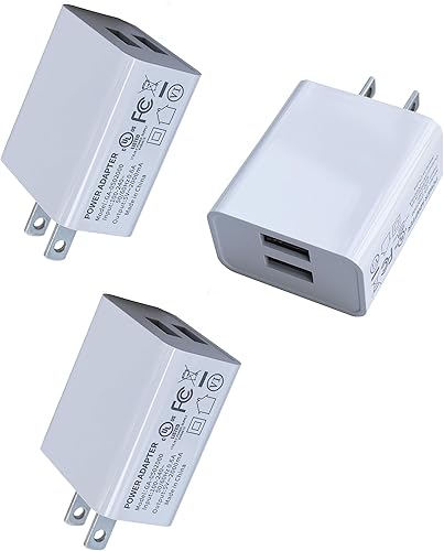 Cargador de pared, adaptador USB, paquete de 3 unidades de 10 W de doble puerto de cargador rápido de repuesto para iPad iPhone 1514131211XR876S65,