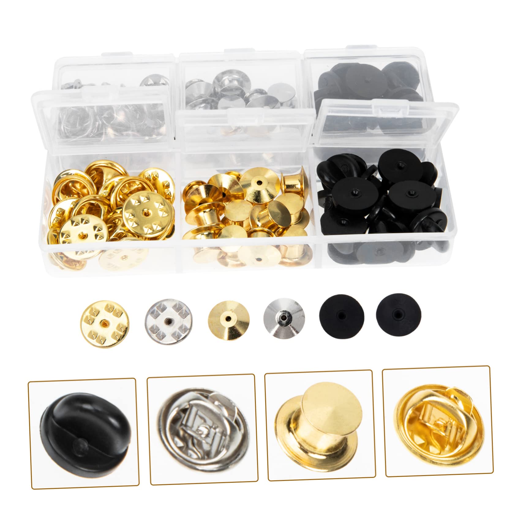 jojofuny 3 Sätze Teiliges Set Dekorative Pin Backs Metall Sichere Verschlüsse Für Anstecknadeln Kragen Pins Und Diy Projekte Langlebig Und Leicht Für Broschen Und Abzeichen 84 Stück * 3
