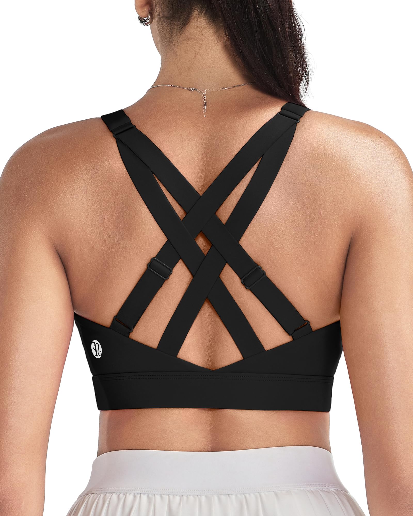 RUNNING GIRL High Impact Sports Bras for Women, High Support Running Adjustable Sports Bra Molded Cup Strappy Sports Bras(WX3161 Black L)