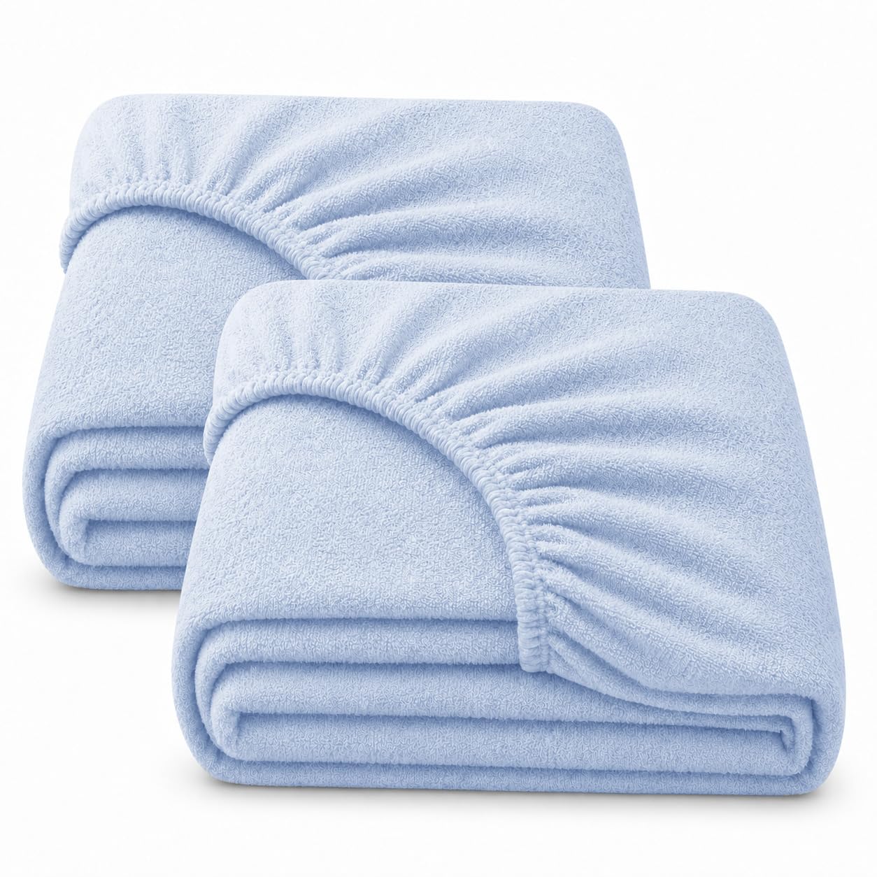 My Little World Cotton-Rich Terry Fitted Moses Basket Sheets, Blue, 2 Pack