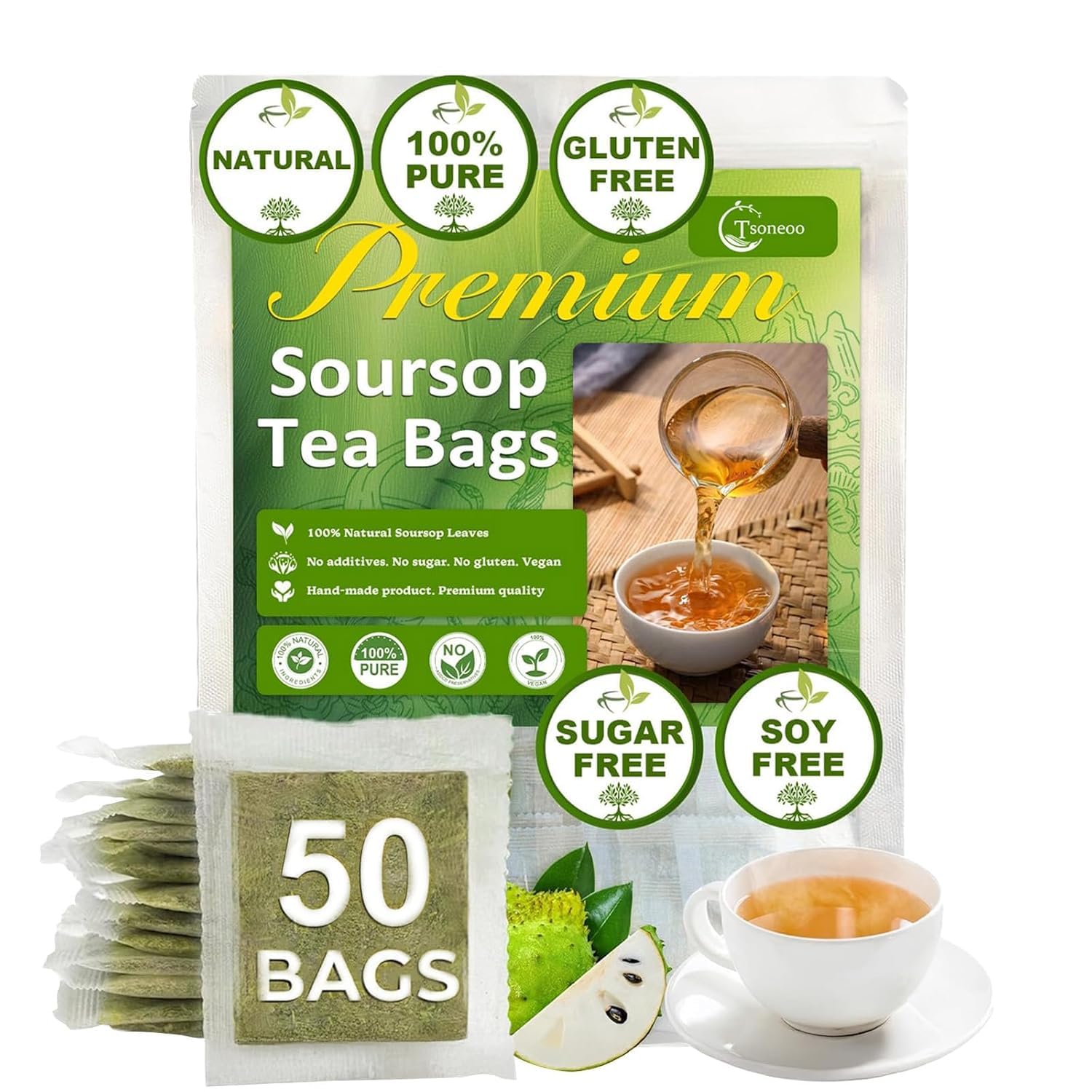 Premium Soursop Graviola Leaf Tea Sugar/Caffeine/Gluten Free