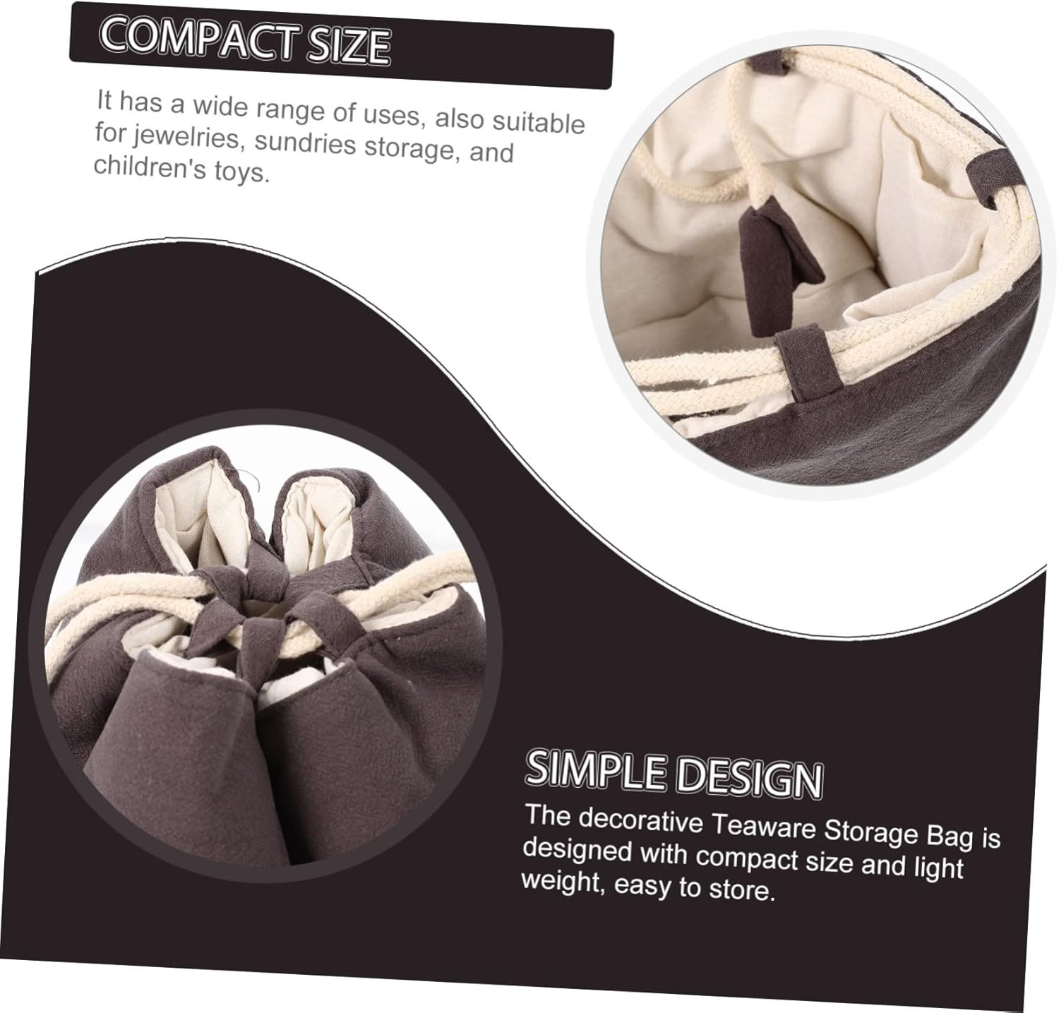 DECHOUS 4pcs Convenient Tea Set Bag Portable Tea Cup Holder Multi-use Storage Teapot Bag Organizer