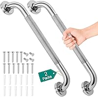 Fertoriy 2 Pack 16 Inch Stainless Steel Shower Grab Bars - 500lbs Support, Anti-Slip Texture for Seniors, Elderly & Handicap Safety