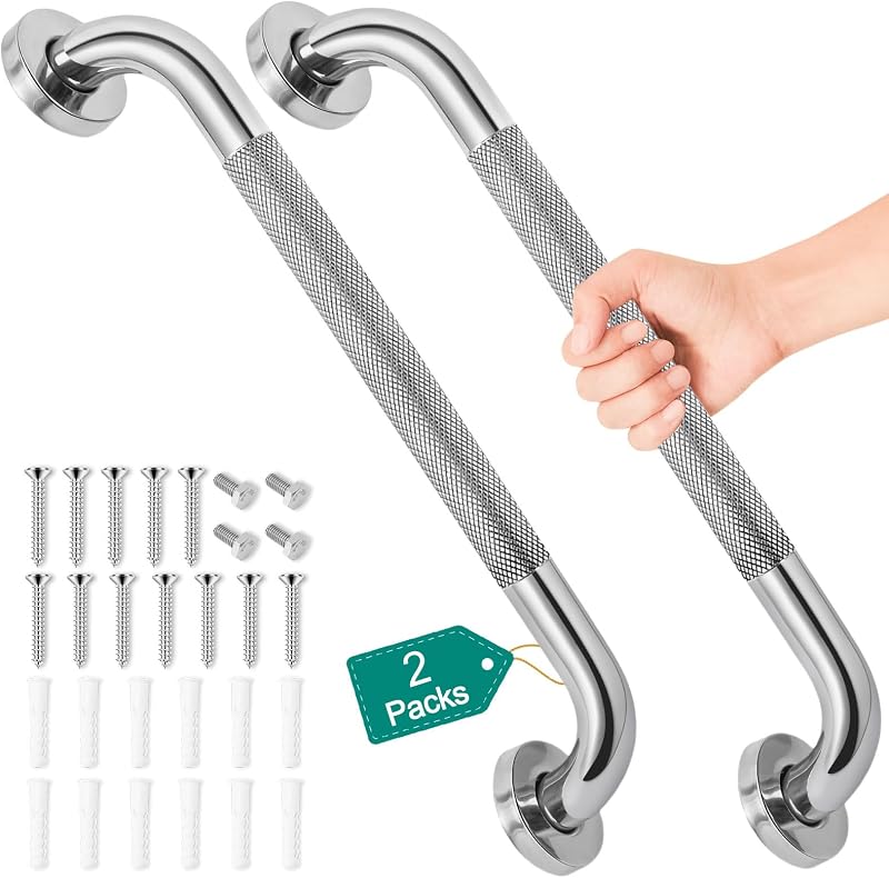 2 Pack 16 Inch Safety Grab Bars for Bathroom, Shower Grab Bars for Seniors | Safety Grab Bars for Shower, Holds up to 500LBS, Handicap Grab Bars Stainless Steel, Anti Slip Shower Handle for Wall