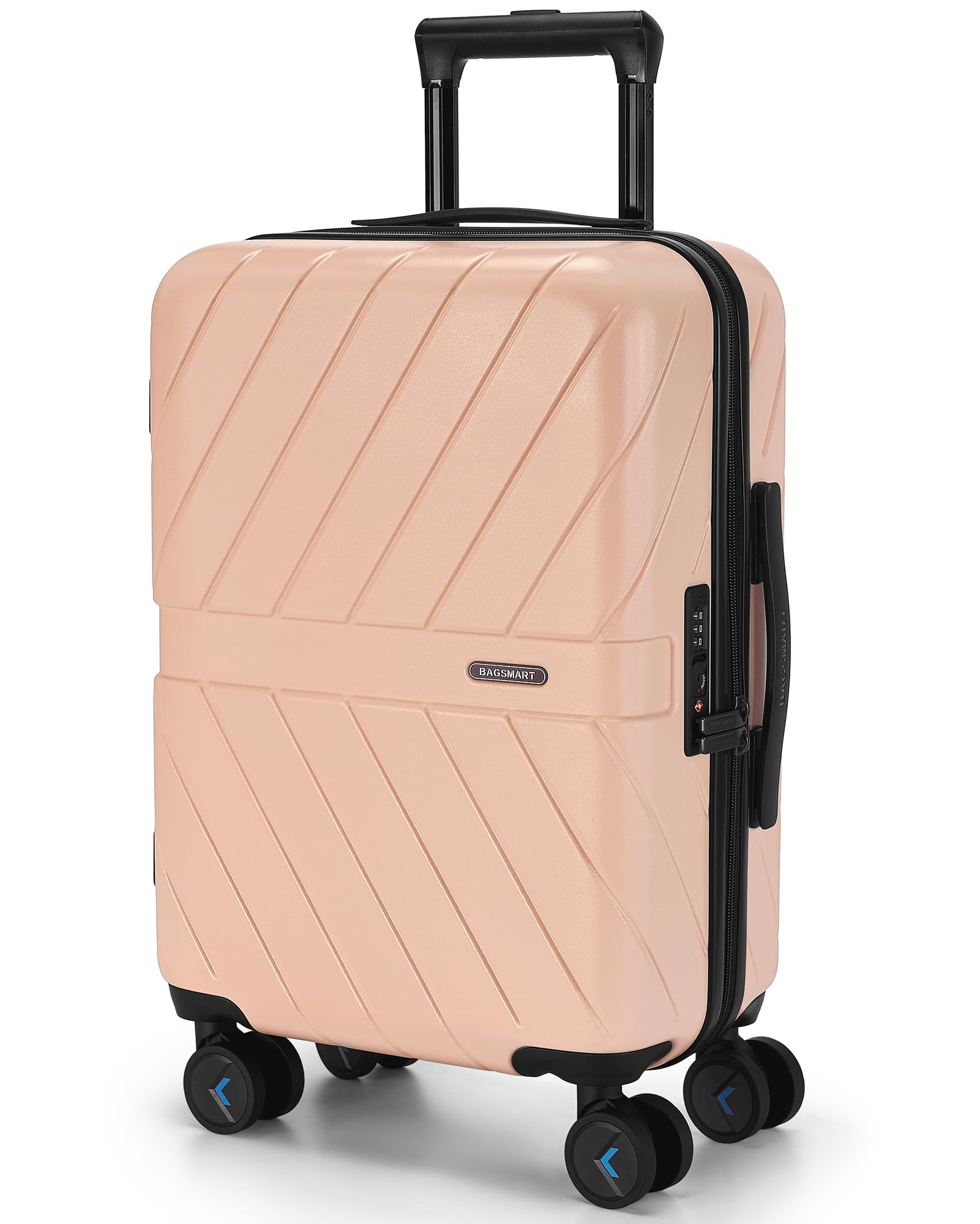 BAGSMART Carry On Luggage 22x14x9 Airline Approved, 20 Inch Lightweight Carry On Suitcase, Hard Shell Luggage with Spinner Wheels, 100% PC Rolling Suitcases for Men and Women, Sunny Coral
