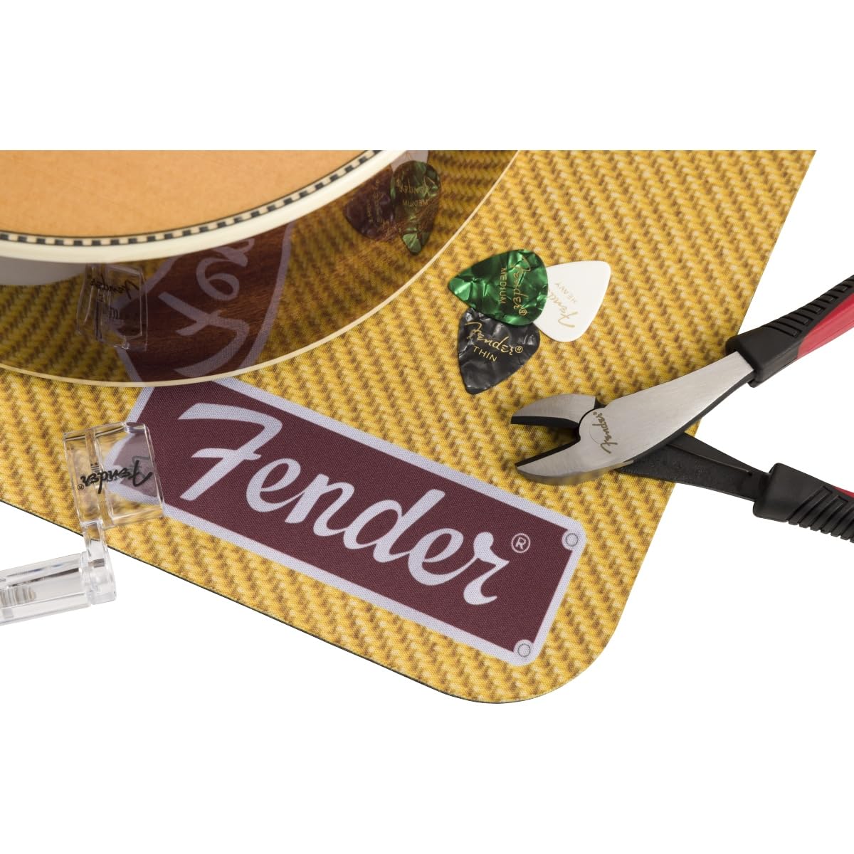 Fender Work Mat Tweed tapis avec repose-manche pour guitare