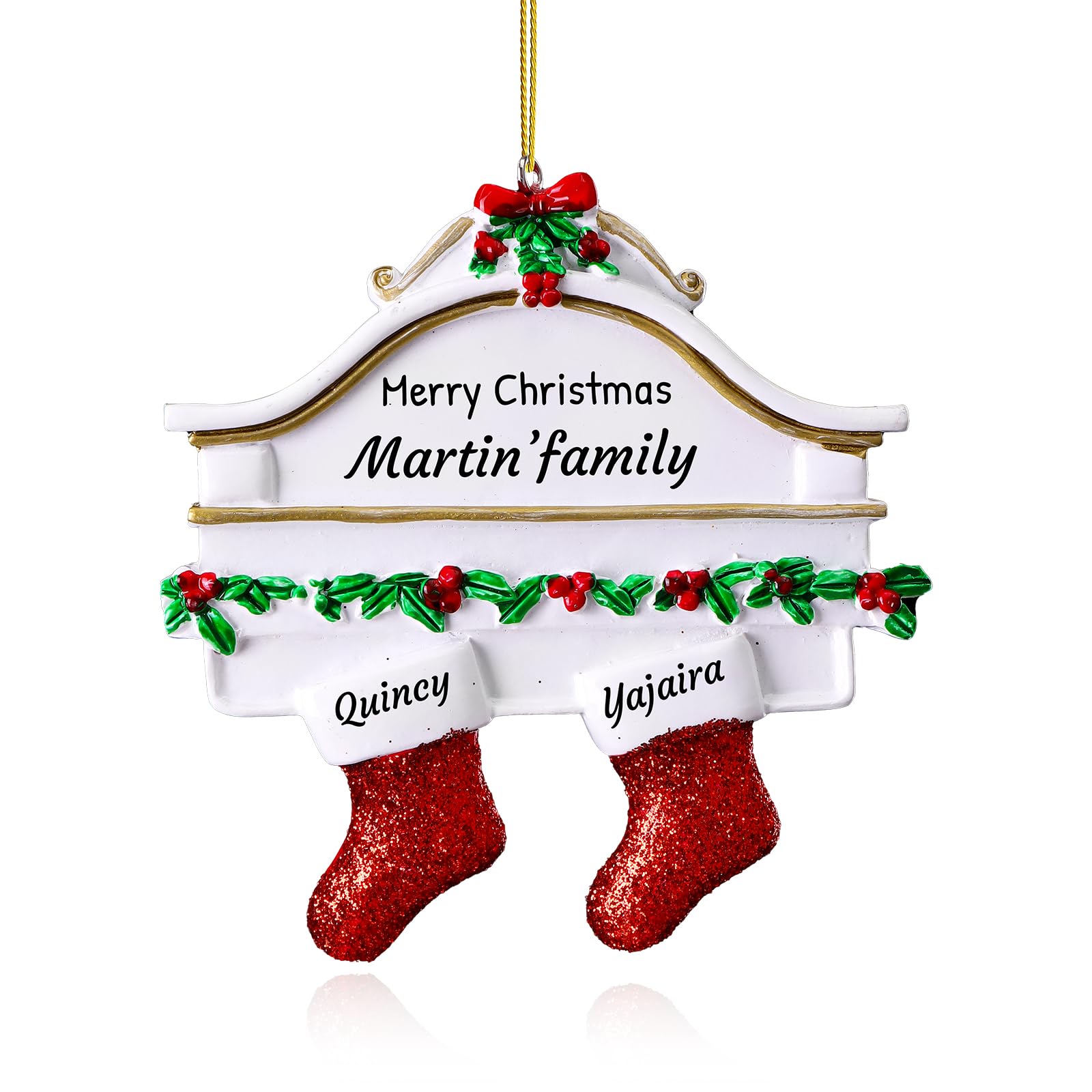 witfox Personalised Family Christmas Ornaments 2024 - Personalised Christmas Ornaments Family of 2, Custom Name Stocking Xmas Ornaments Personalised for Family Member