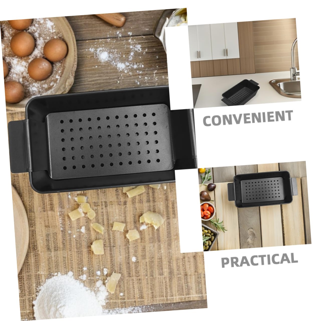 ULTECHNOVO Molde para Pan 2 Piezas de Acero al Carbono Negro Antiadherente | Bandeja para Hornear y Tostar, Uso en Panadería y Asado, Desprende Fácil los Alimentos, Recoge Exceso de Aceite