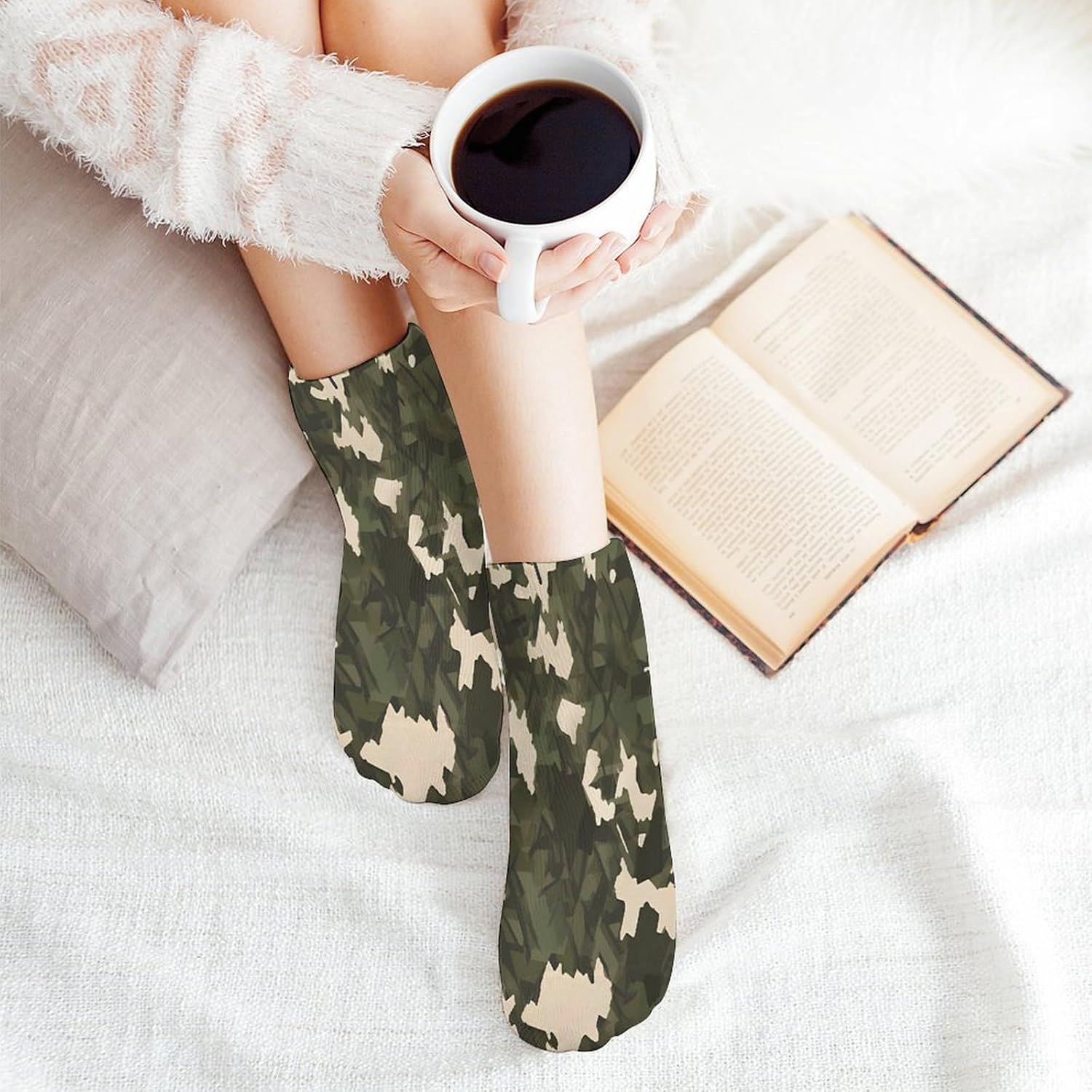 Socks for Men Women 5 Pairs Short Ankle Socks | Army Camouflage Low Cut Casual Crew Sock Cute Breathable Athletic Socks Non Slip No Show Sock