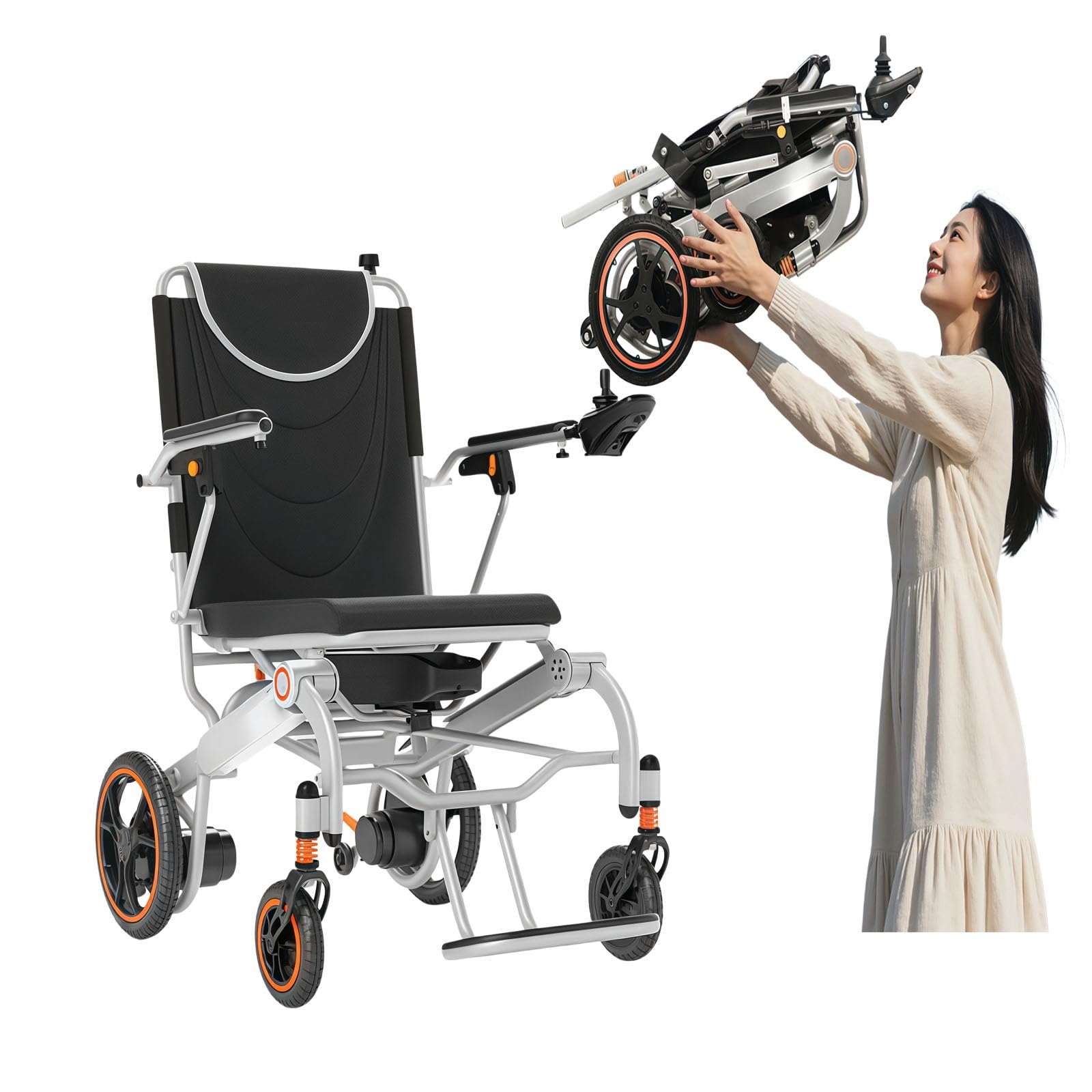 Silla De Ruedas Eléctrica Ligera, Estructura De Aluminio, Soporta 120 Kg, Apta para Aerolíneas, Silla De Movilidad Eléctrica.