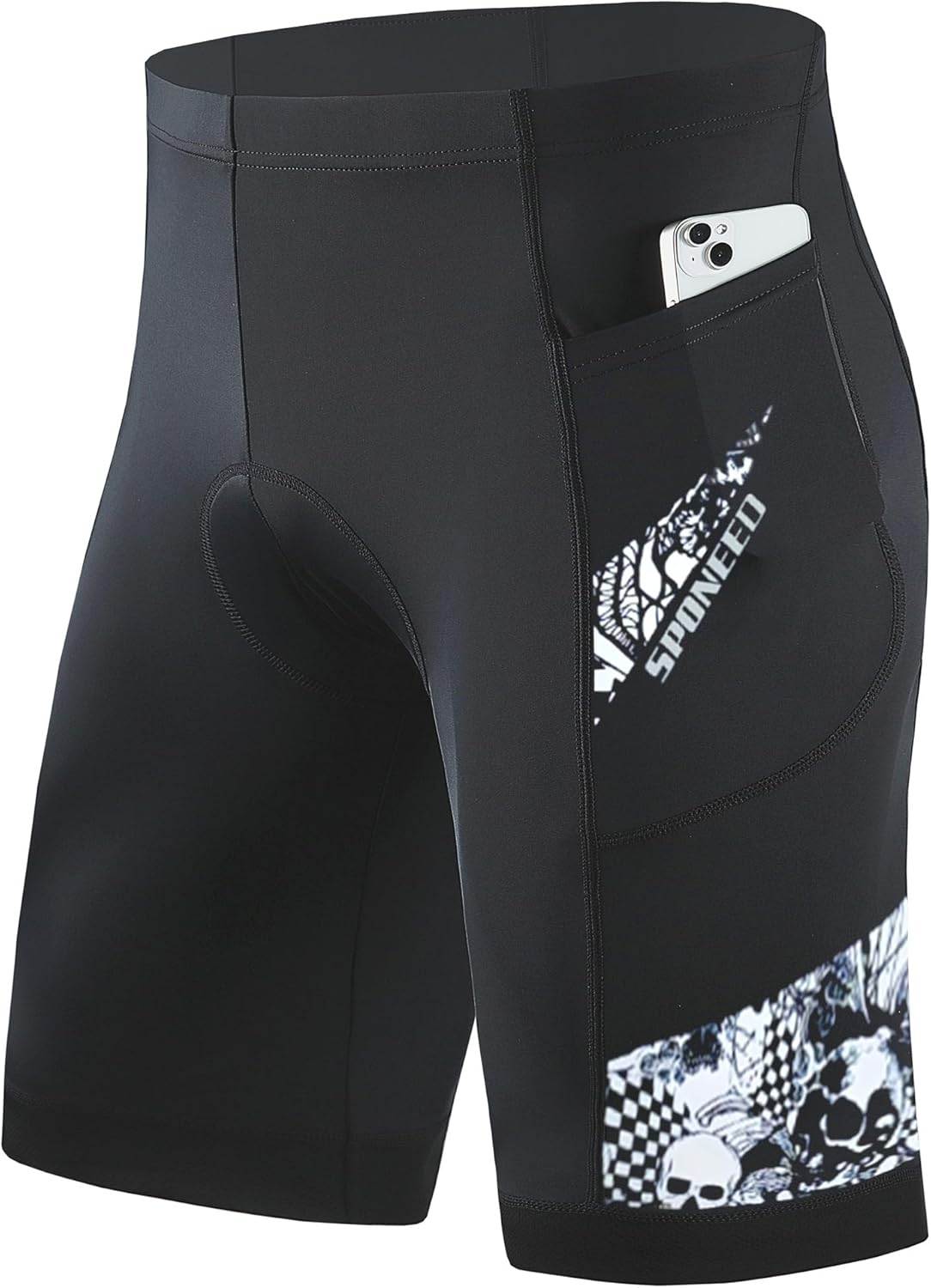 sponeed Men's Bicycle Shorts Padded with Zipper Pockets