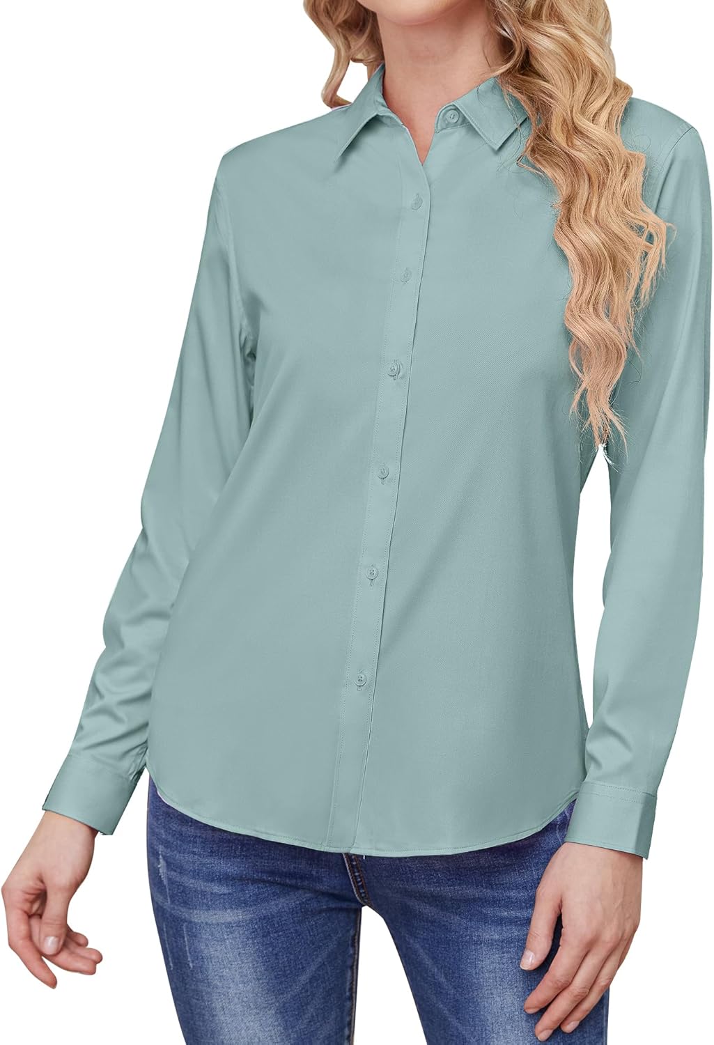 Wrinkle Free Womens Button Down Shirts for Women Long Sleeve Stretch Business Office Formal Work Blouses Tops