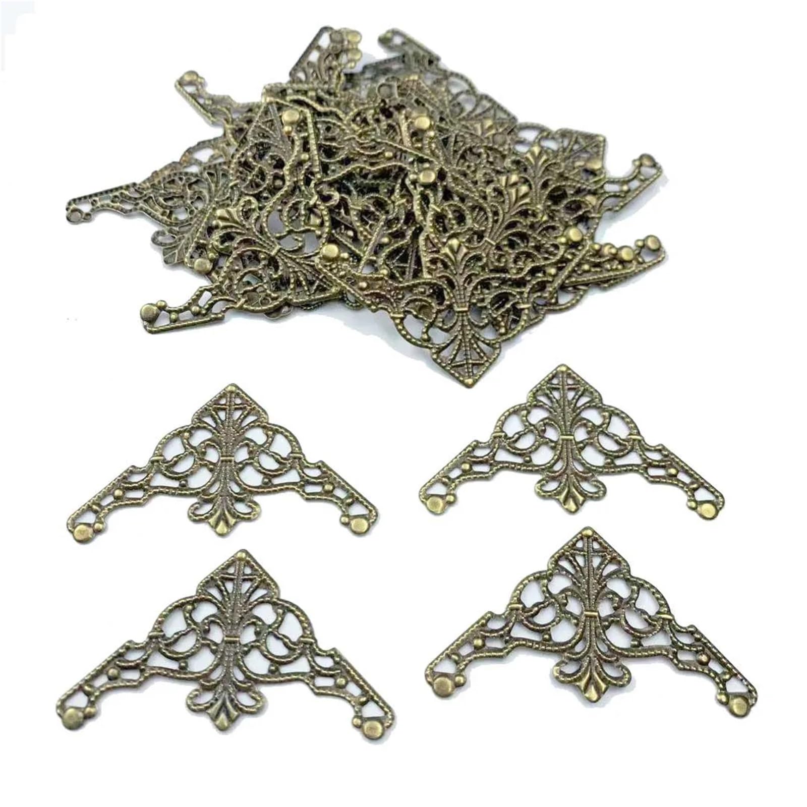 Narożniki do zdjęć w albumie, metalowe ochraniacze na rogi książki, opakowanie 36 sztuk 35x35 mm, wielokolorowe(Bronze)