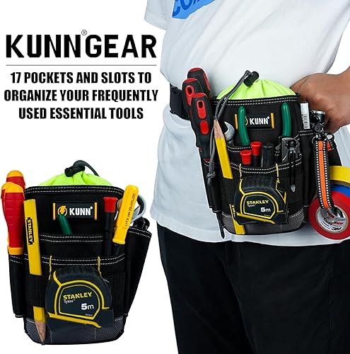 Miniatura 4 de KUNN Bolsa de herramientas con clip para cinturón, cinturón ajustable de 1.5 pulgadas para herramientas organizadoras, electricista, mantenimiento,