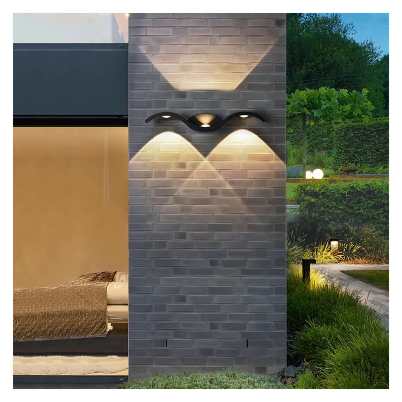 Nordic Kinkiet LED Oświetlenia Wewnętrznego Ścienny Do Dekoracji Wnętrz Sypialnia Salon Łazienka Wodoodporne Kinkiety Łatwy w instalacji(Cool White,BLACK_18W)