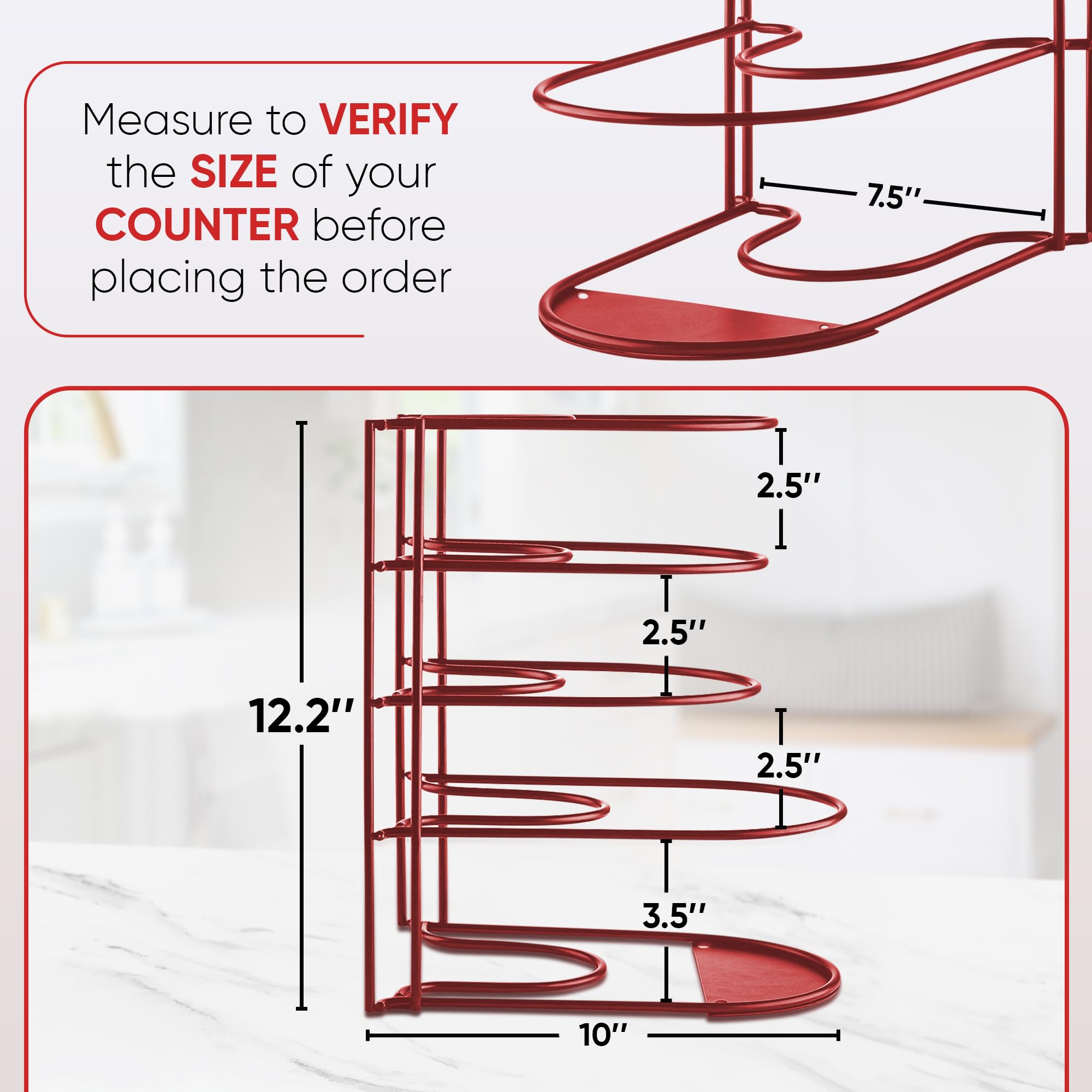 Organizador de ollas y sartenes resistente, para sartenes de hierro fundido, ollas, sartenes, tapas, estante de acero duradero de 5 niveles para encimera de cocina y almacenamiento y organización de