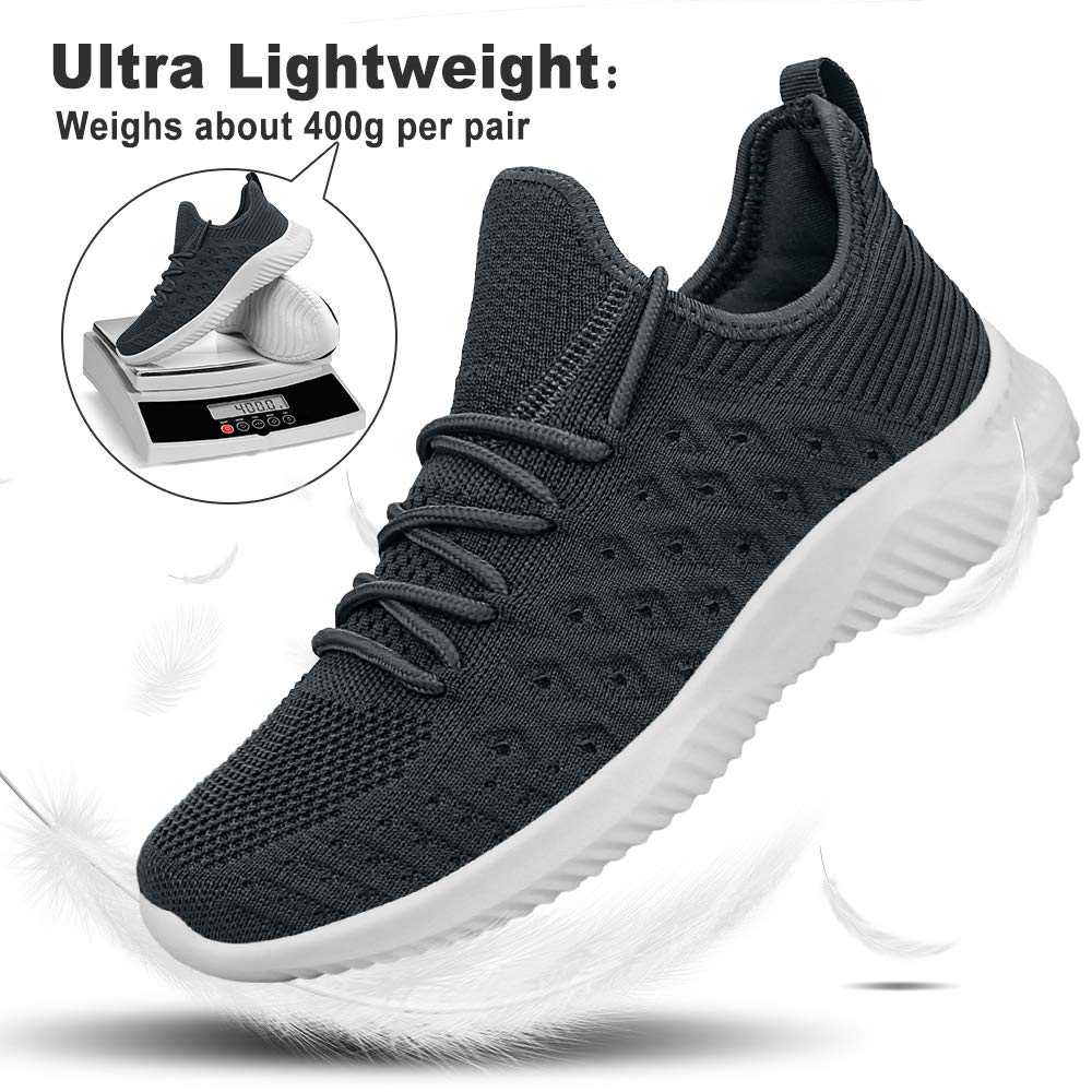 Feethit - Zapatillas de senderismo para hombre, ligeras, transpirables, antideslizantes, cómodas y a la moda para hombres, Gris (Gris oscuro), 43 EU